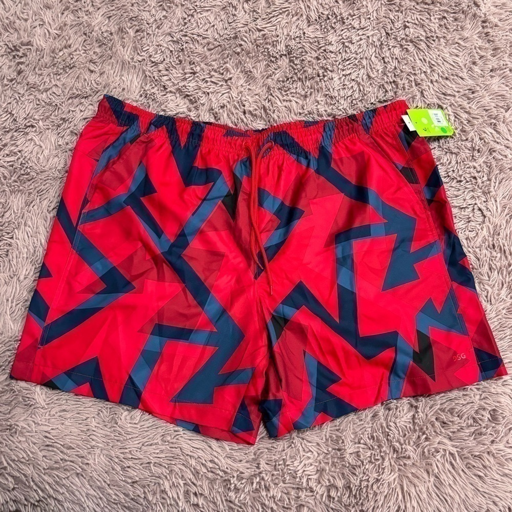 DSG Men Red Geometric Print Athletic Swim Shorts